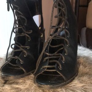 Black tie up open toe